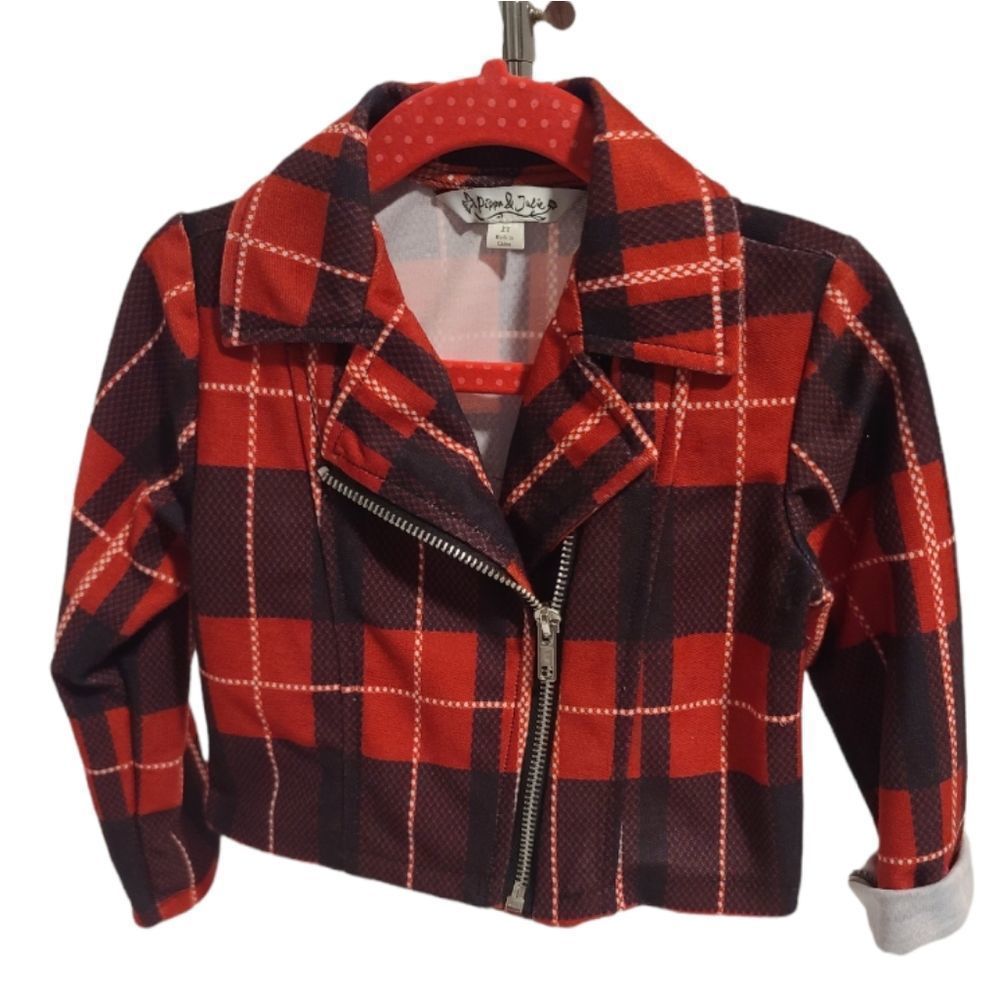 Pippa & Julie Red & Black Plaid Jacket 2T NWOT